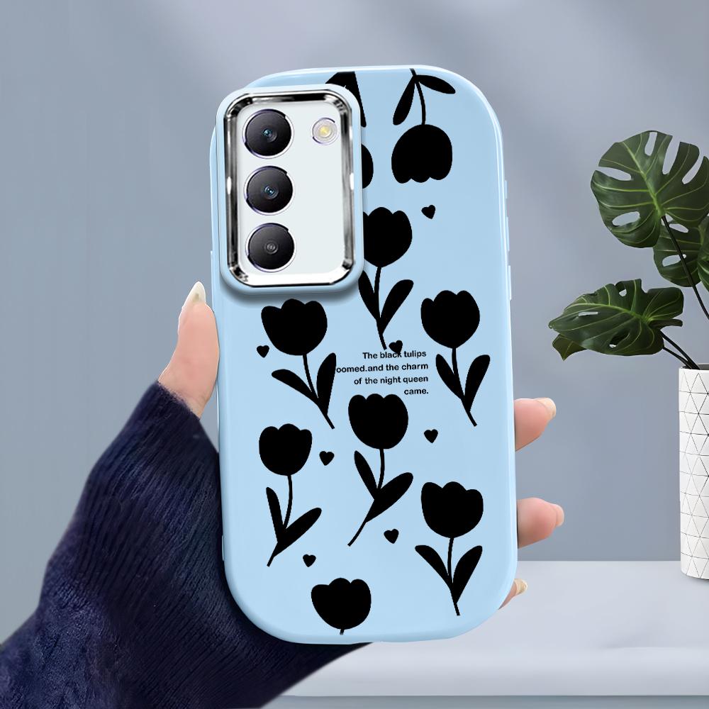 For OPPO A18 A38 A54 A60 A96 Reno12 F 8T 8Z Vivo V30 V40 Y15s Y22 Y27 Y30 Y36 Flowers Pattern Soft Silicone Candy Color Phone Case