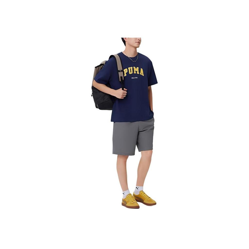 Puma Varsity Simple Comfortable Pullover Short Sleeve T-Shirt Men Tops Navy-Blue 634353-14