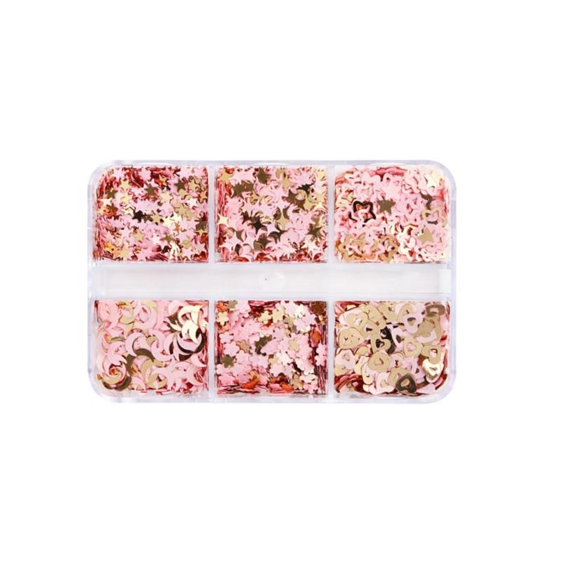Pink Nail Glitter Sequins Decals Moon Star Heart Paillettes Resin Mold Filler Flower Petals Paillettes Decorations