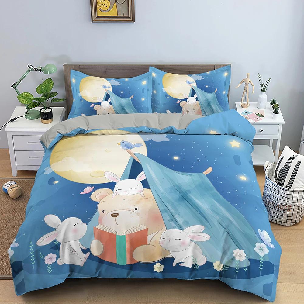 3D Cartoon Pattern Duvet/Quilt Cover Cozy Soft Bedding Set For Children Kids Bedroom Decor Bedclothes Queen Twin Single 2/3Pcs