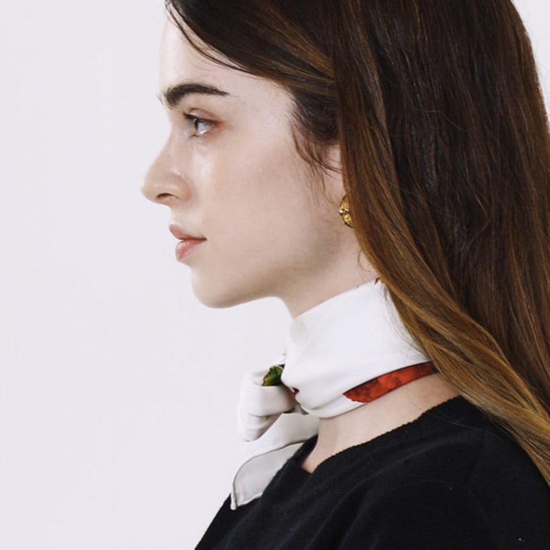 ONSZ floral lettering silk scarf