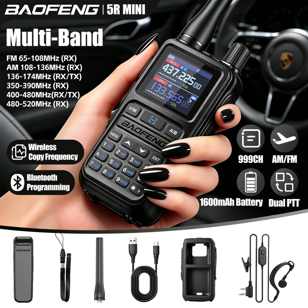 Baofeng 5Rmini Walkie-Talkie Bluetooth Programming Aviation Receiver Dual PTT Transmitter Key Outdoor Travel Baofeng Handheld RA