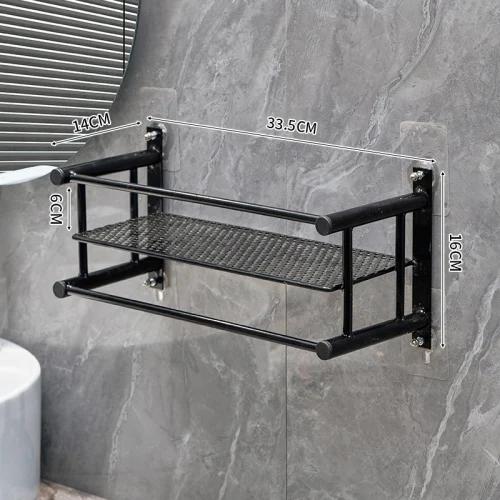 

Gold storage rack non perforated bathroom drain towel rack wall mounted hair care skincare storage rack bathroom accessories чорний