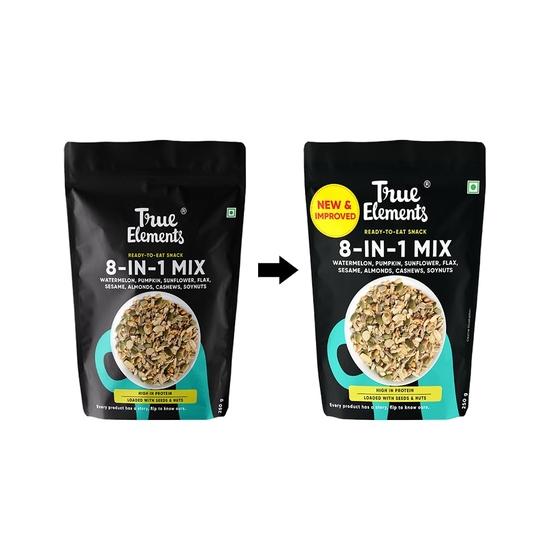 True Elements 8 In 1 Seeds and Nut Mix 250gm - Roasted Seeds | High Protein Snacks | Mix Seeds for Eating  | Rich In Fibre,Protein | Diet Snacks