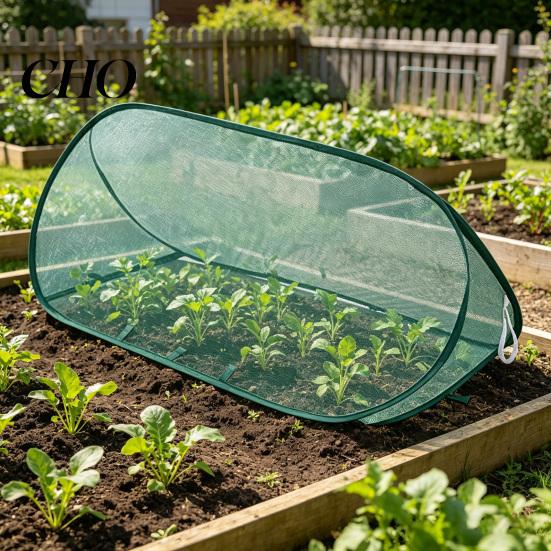 Plant Netting Pop-up Cover Garden Mesh with Ground Spikes Insect Barrier Outdoor Protection Foldable Crop Cage Raised Bed for Rows Vegetable