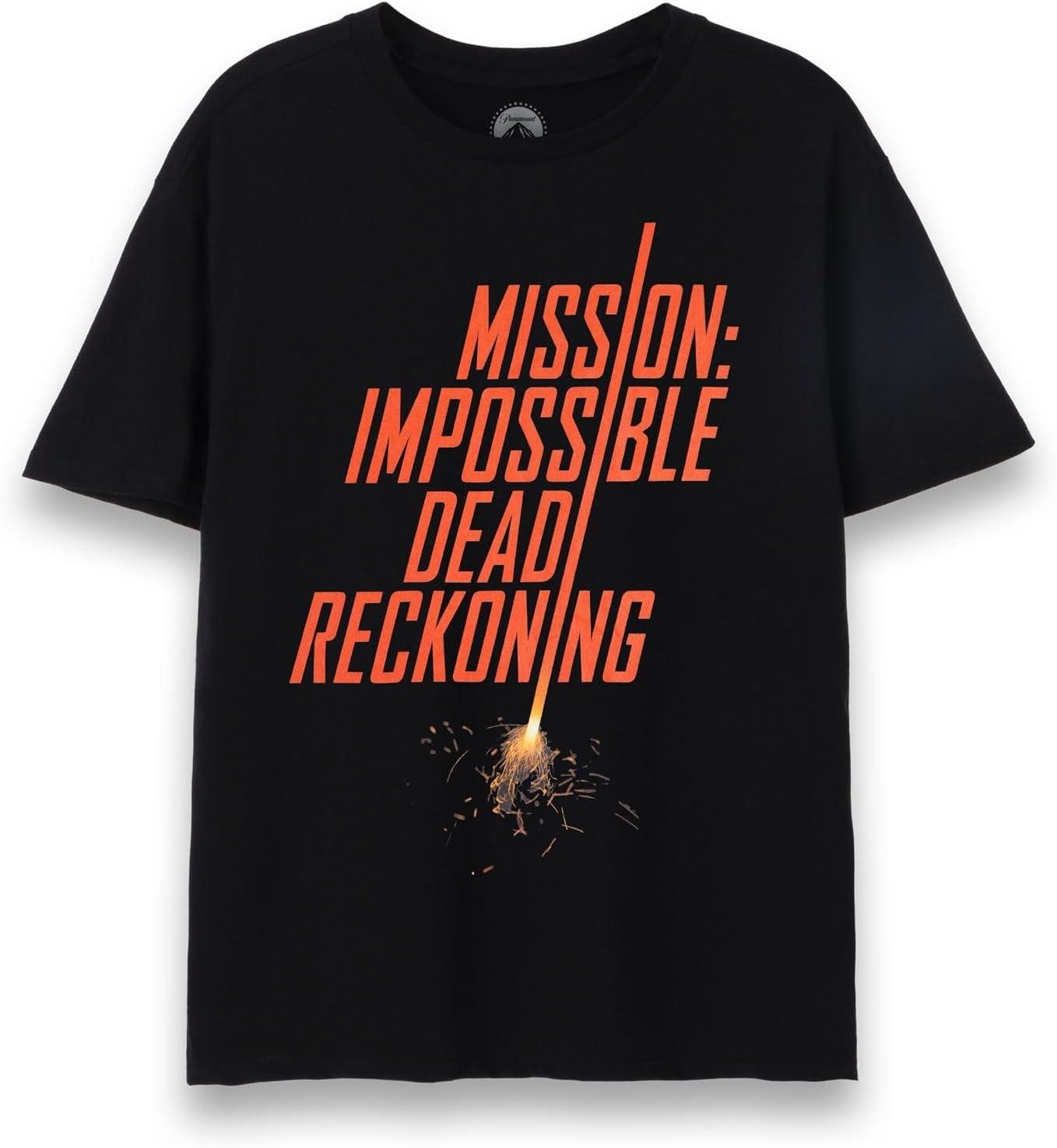 Mission_ Impossible Dead Reckoning Mens T-Shirt_ Adults Short Sleeve Black Graphic Tee _ MI7 Part One Film Series Merchandise S