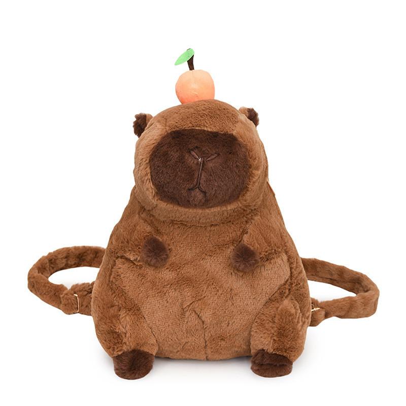 Capybara Charming Plush Toy Backpack For Children In Vibrant Orange And Pink