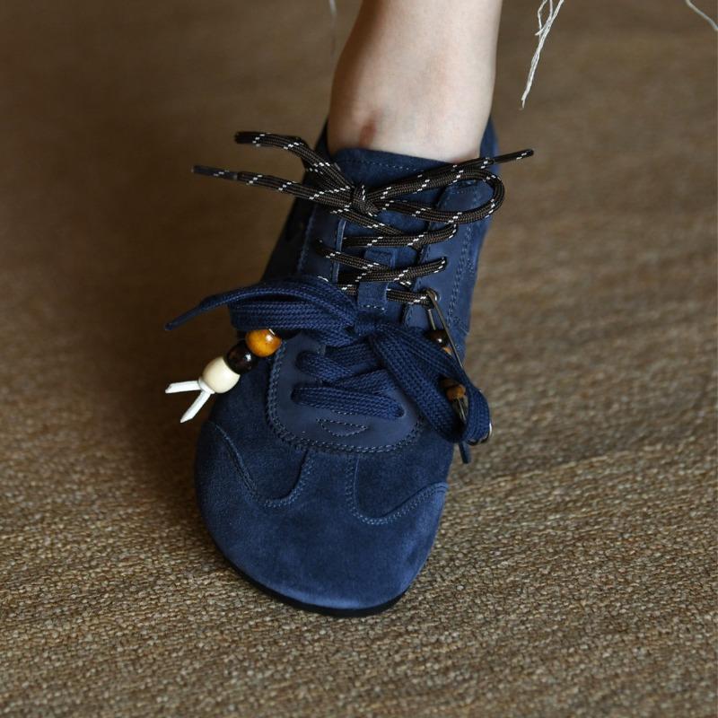 Inner height increase matte cowhide blue Dexun shoes women's fashion casual shoes new leather women's shoes single shoes