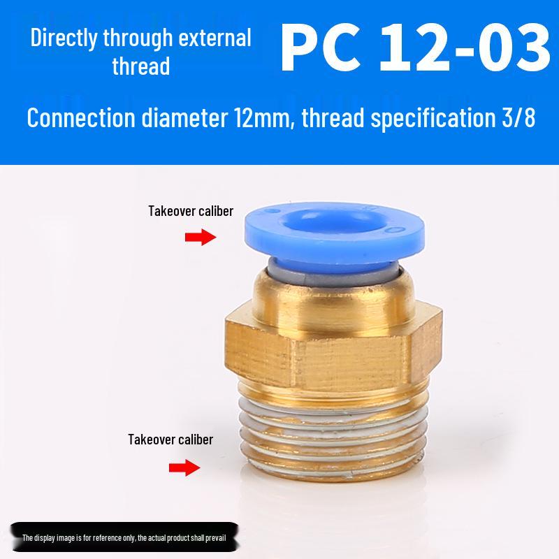 Luftröhre Pneumatischer Schnellverbinder PC8-02, Kupfer Außengewinde, Gerader Schnellsteckverbinder PC10-03/12-04.