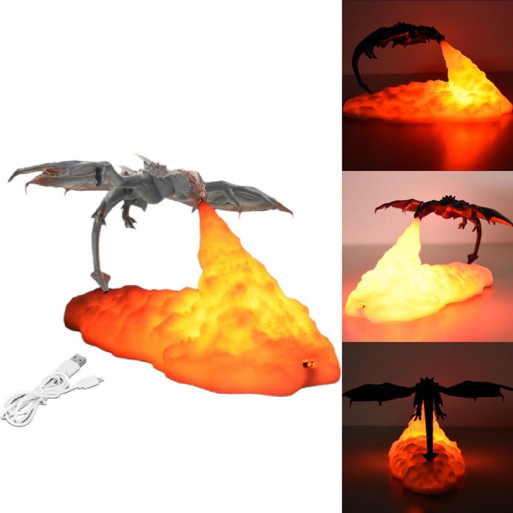 Stunning 3d Printed Fire Dragon Lamp Led Night Light For Cozy Bedroom Atmosphere