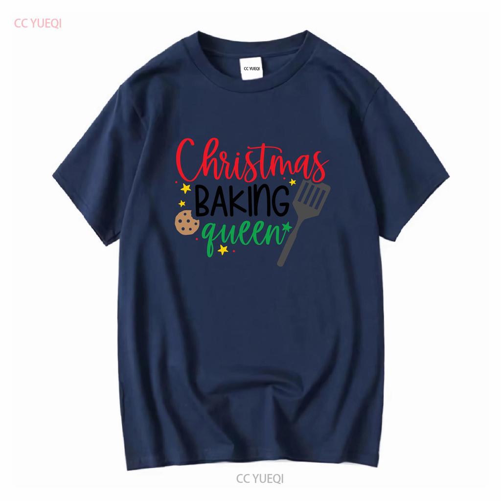Christmas Baking Queen T Shirt Merry Funny Outfit For Her long or short sleeves vintage Washed Soft Stylish Casual Slightly