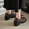 Lace-up casual Mary Jane retro Mori temperament thick heel single shoes autumn and winter new outer shoes