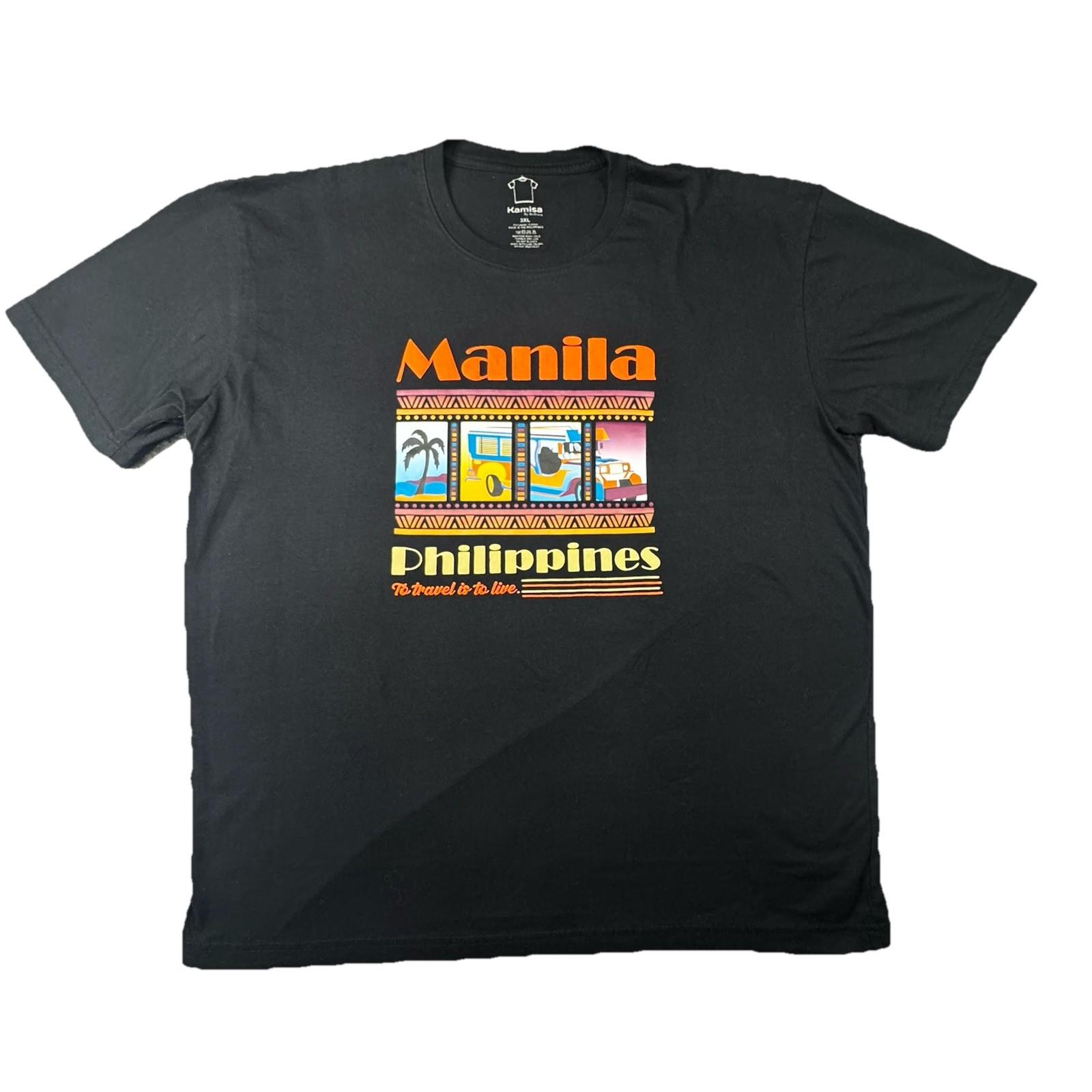 Manila Philippines Graphic T Shirt 3XL Black Travel Tourist Tee -507 Unisex T-Shirt S