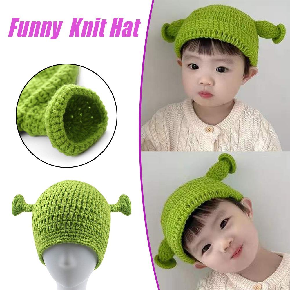 Nuevo Pasamontañas Creativo Hecho a Mano Divertido Diseño de Shrek Para Mujeres Hombres Monstruo Invierno Lana Tejida Gorra Unisex Cálido Regalos de Navidad