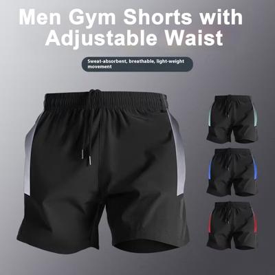 Men Shorts Color Block Design Elastic Waist Quick-Dry Versatile Wide Leg Sports Workout Shorts Daily Wear