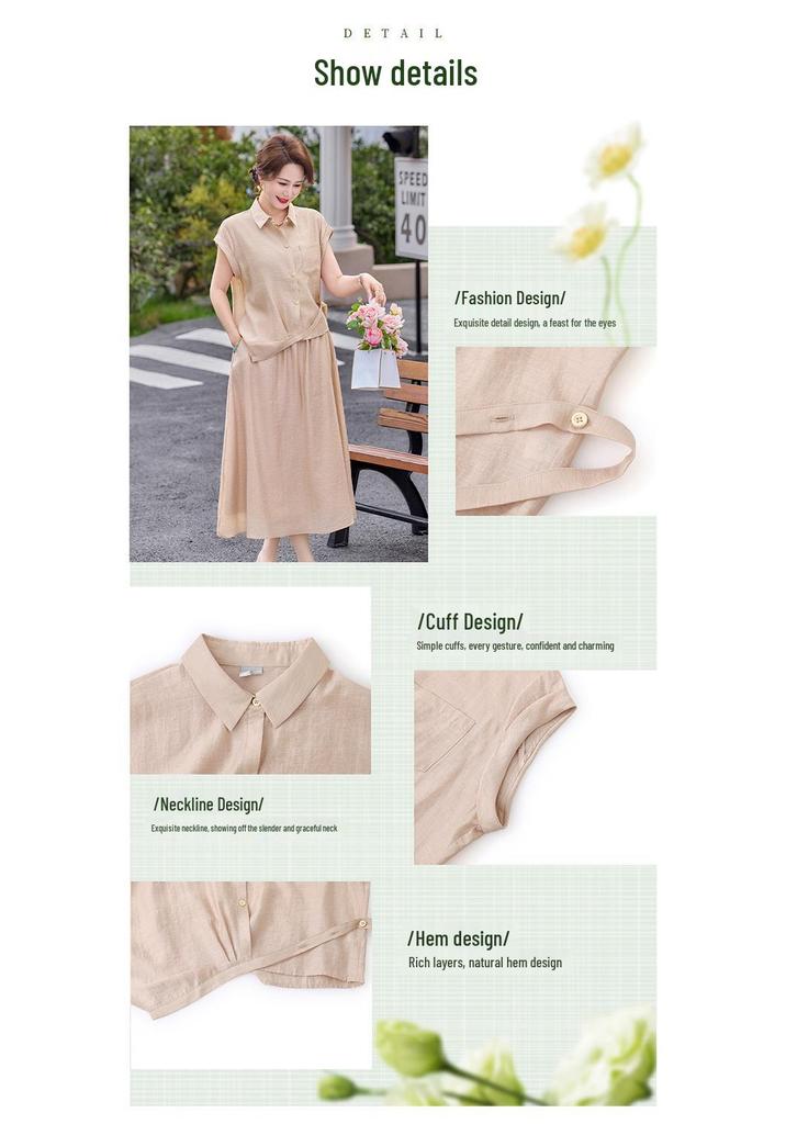Summer 2026 Fashion: Mom's Short Sleeve Top & Stylish Skirt Set for Middle-Aged and Elderly
