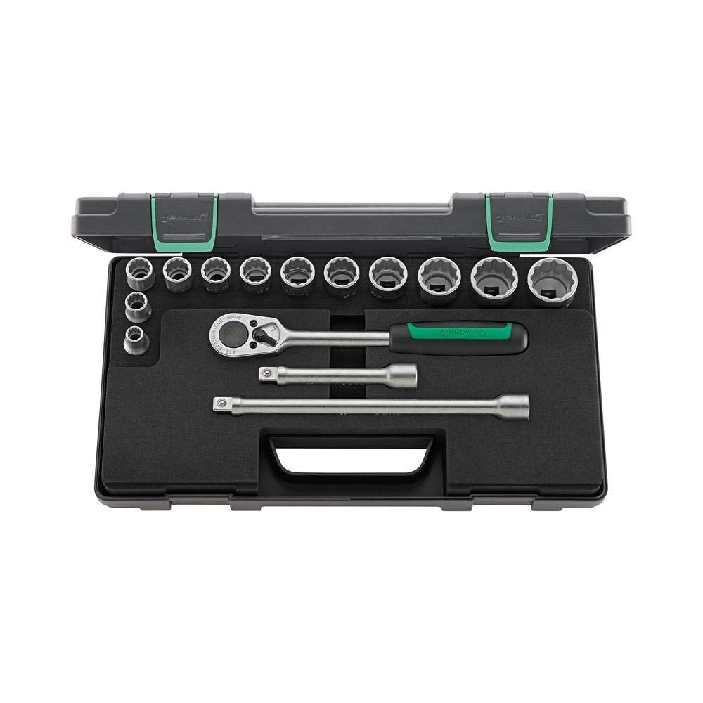 

STAHLWILLE Socket Wrench Set with KN 15-Piece 1/2 Case, 50/12/3