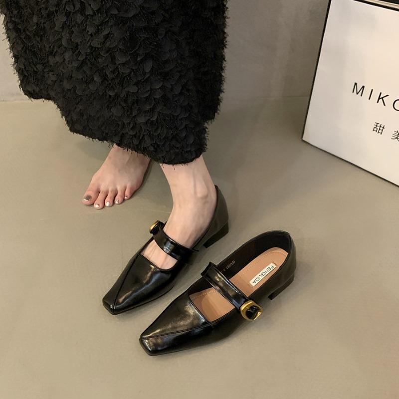 Shallow single shoes women's low heels spring new retro temperament evening Mary Jane shoes