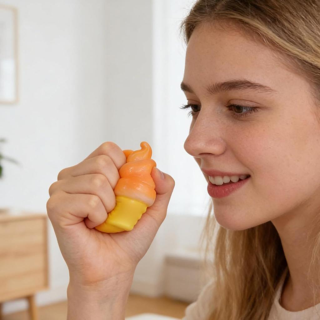 Ice Cream Squeeze Squishy, Ice Cream Cone Dumpling Slow Rise Sensory Toy Soft Squishy Sensory Squeeze Ball