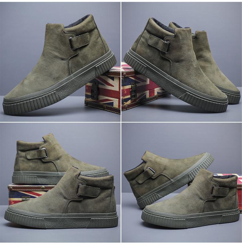 Buty zimowe dla mężczyzn Zamszowe botki Wysokie cholewki Ciepłe pluszowe skórzane buty codzienne Męskie buty outdoorowe śniegowce