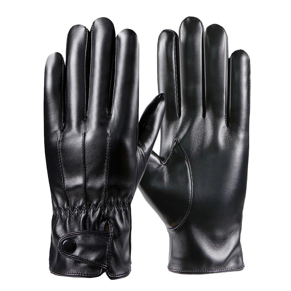 Winter thermal gloves men's and women's outdoor riding three-thread leather gloves three-tendon velvet cold-proof gloves