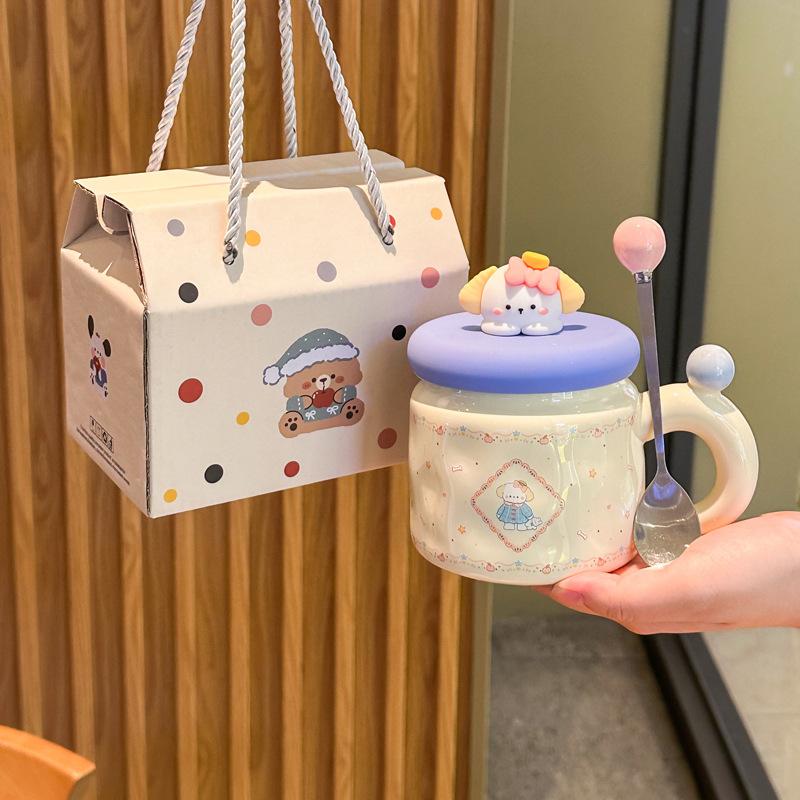 Graduation gift for girl girlfriend birthday gift cute cartoon bear ceramic mug souvenir