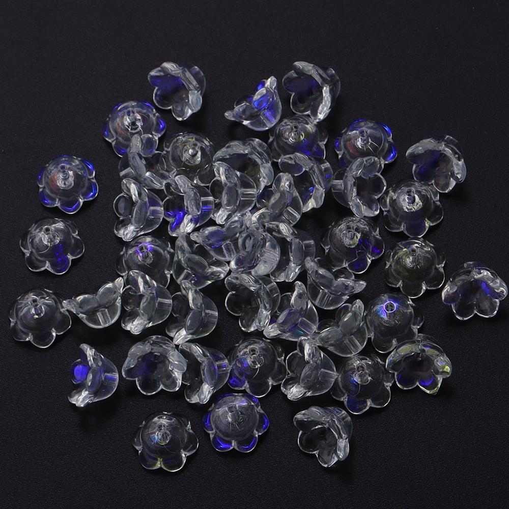 50pcs/lot Lily of The Valley Flower Shape Glass Beads Colorful Lampwork Beads For DIY Crafts Jewelry Making Accessories