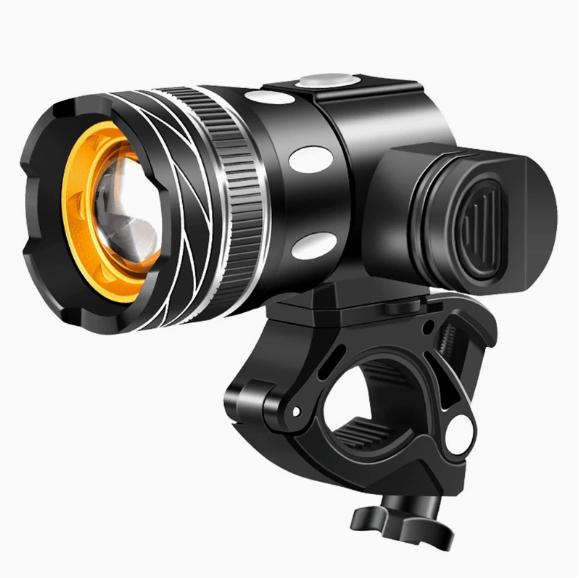 LED Bicycle Headlight, Zoom Adjustable USB Rechargeable Front Light, Waterproof Cycling Flashlight for MTB