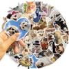 50 Cartoon Cat and Dog Meme Sticker Pack Waterproof Transparent PET Manual Animal Material Decorative Guitar Notebook