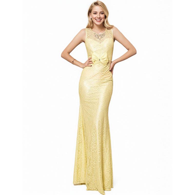 

Elegant Long Sleeve Lace Fishtail Evening Dress M
