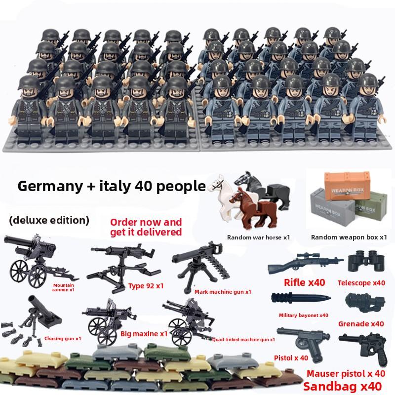 Non-Toxic Dolls Military World War Ii Doll Weapon Accessories Digital Assembly Toy Crawler Children'S Educational Splicing With Toys