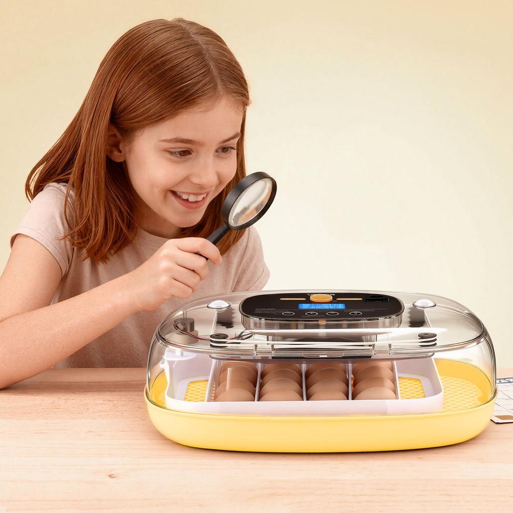 VEVOR 24 Egg Incubator, Automatic Egg Turner with LED Candler, Temperature & Humidity Control, 360 degrees View Clear Window, Auto Water Refill