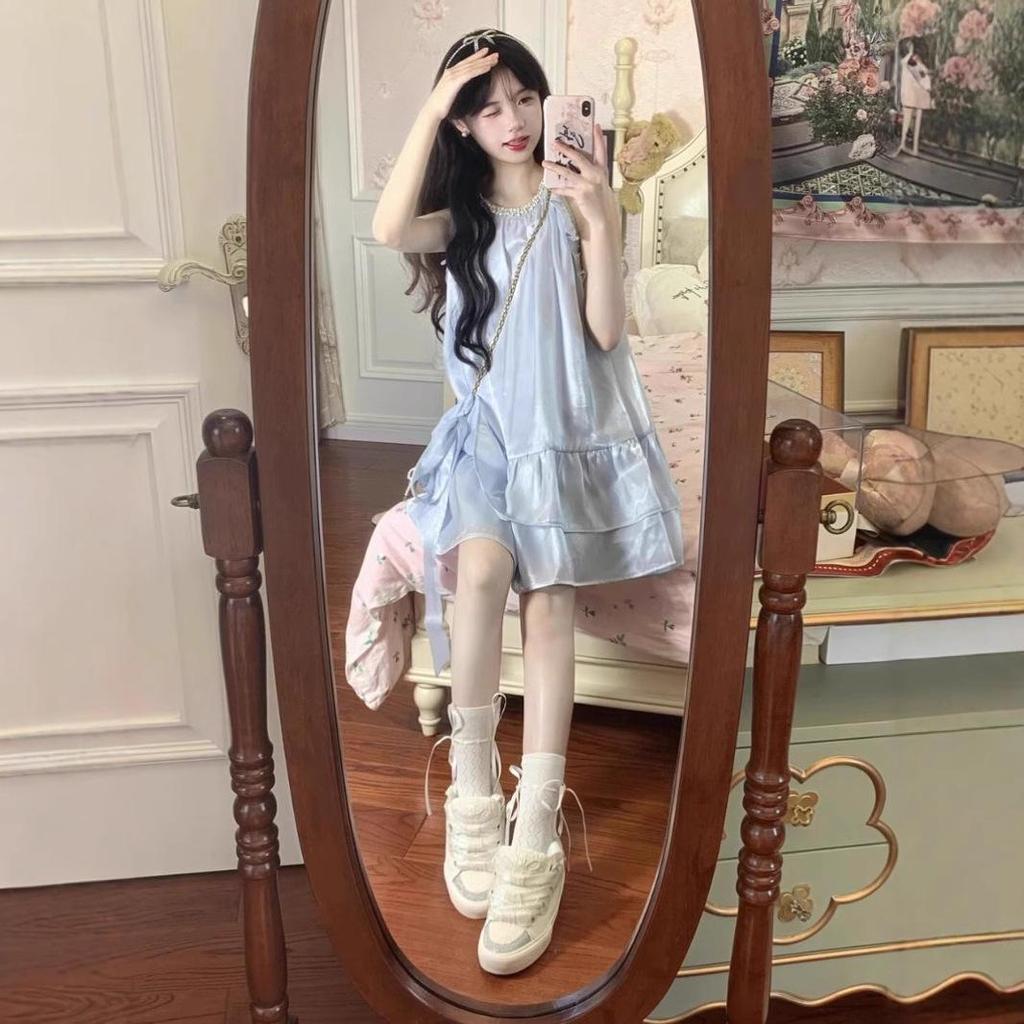 Sweet Fairy Women's Petite Slimming Halter Strap Summer Dress - High-End French Style