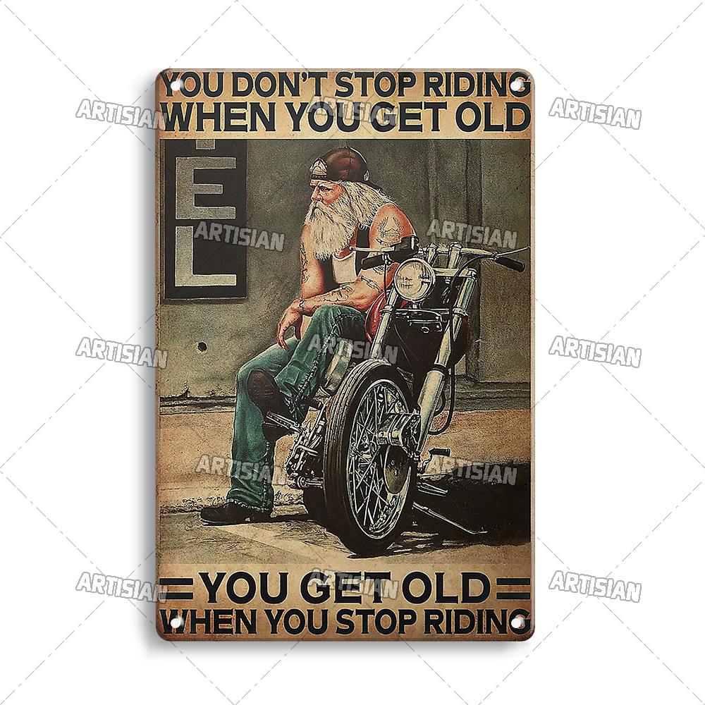 Artisian Riding Metal Plate Motorcycle Tin Sign Motorbike Decorative Poster Wall Decor Garage Bar Pub Club Hotel Cafe Kitchen