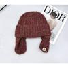 New snowflake point flanged wool hat women's autumn and winter warm knitted hat vertical strip bag head cold hat tide