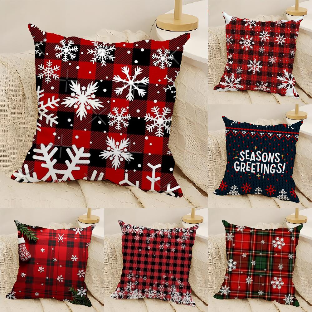Snowflake-Themed Winter Home Decor Pictures Pillow Case Linen Pillow Case Sofa Home Decor Cushion Cover Cushion Cove