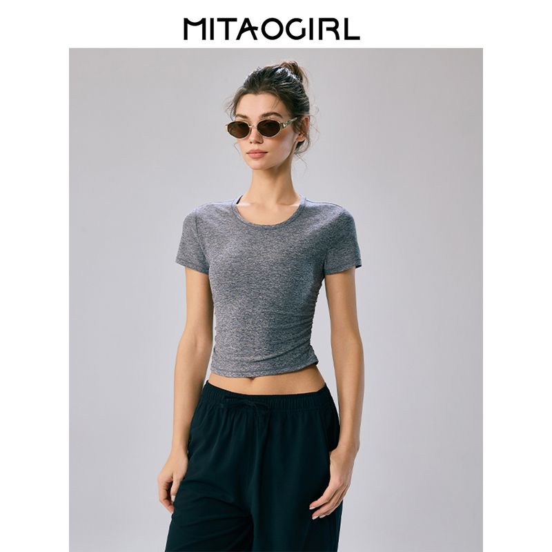 Mitaogirl Kendall Style Short Sleeve T-shirt Women Summer Quick-Drying Pilates Yoga Clothes Sports Top Running Fitness