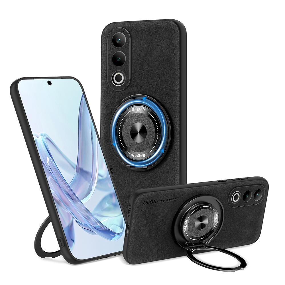 For OnePlus ACE 3 3V Fine Hole Sheepskin Swivel Bracket Magnetic Soft Edge Anti Drop Anti Fingerprint Phone Case