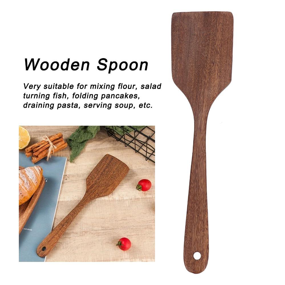 Long Handle Wooden Spoon Non-Stick Cooking Spatula Paddle Wooden Spatula  Mixing Flour