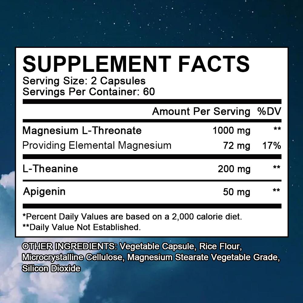Brain and Nerve Health Capsules L-Magnesium Threonate Regulates Cortisol 120 Capsules