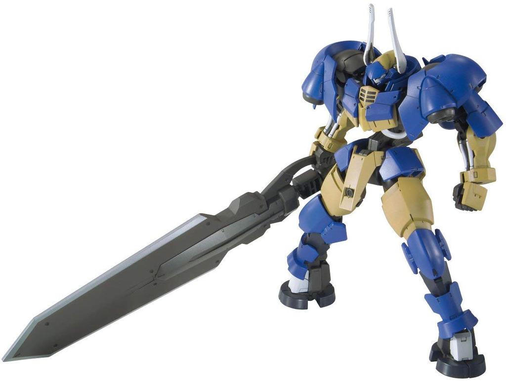 Plastikový model HG Mobile Suit Gundam Orphans Helmwige Linker v měřítku 1/144, barevně kódovaný.