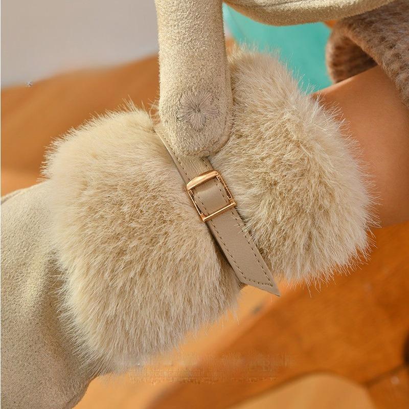 Warm Gloves Women's Winter Driving Fleece Thickened Warm Gloves Women's Cycling Windproof Touch Screen Gloves