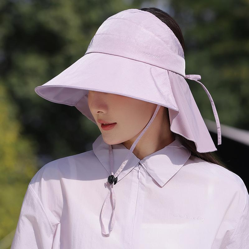 Wide-brimmed open-top sun protection hat for women, summer outdoor breathable UV protection sun hat, hiking and mountaineering shawl hat