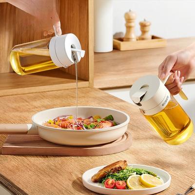 Household Glass Oil Pot, Kitchen Soy Sauce, Vinegar and Condiment Bottle, Storage Jar, Automatic Opening and Closing Oil-proof Bottle