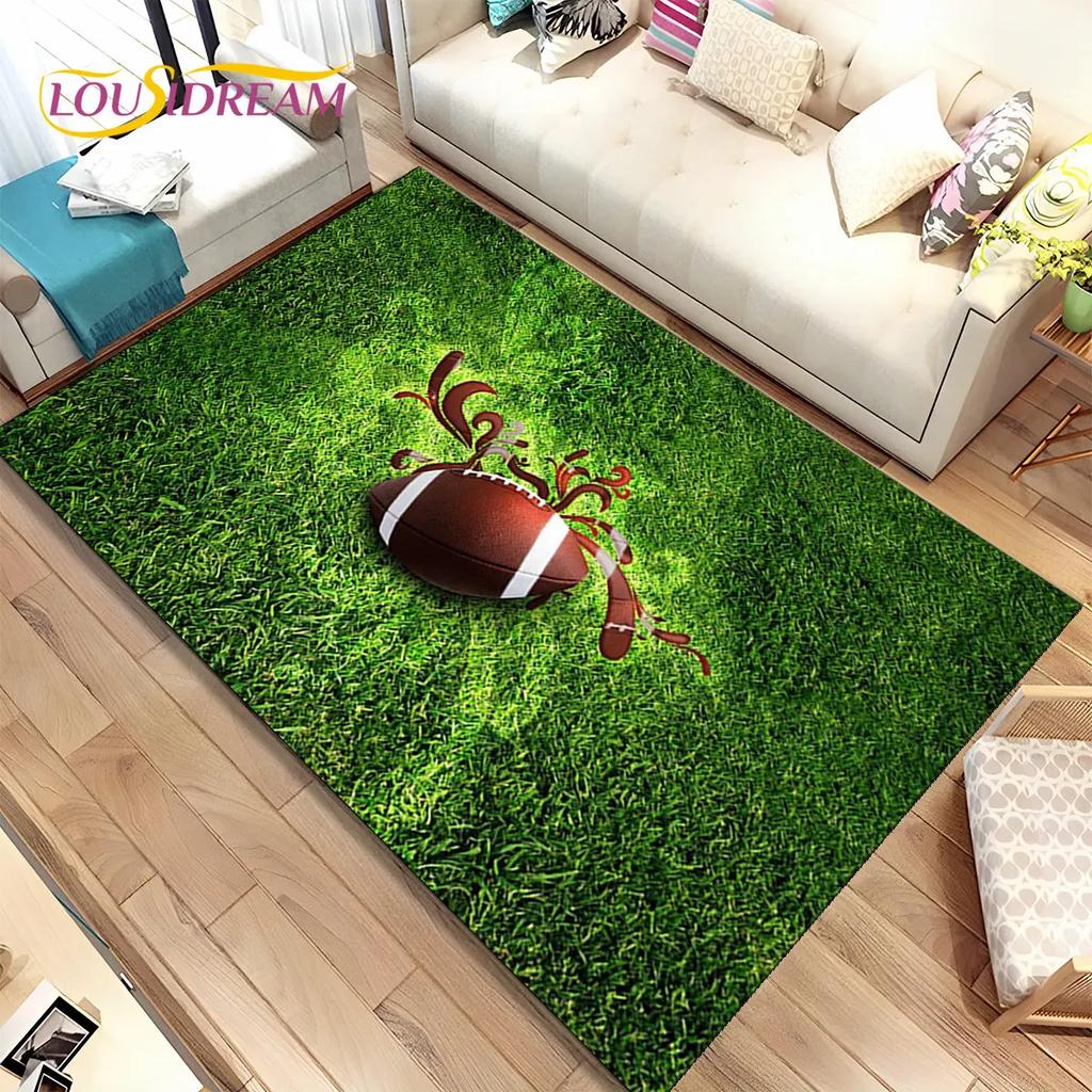 Rugby-Teppich mit amerikanischem Fußballfeld, Teppich für Wohnzimmer, Schlafzimmer, Sofa, Fußmatte, Dekoration, rutschfeste Bodenmatte für Kinder