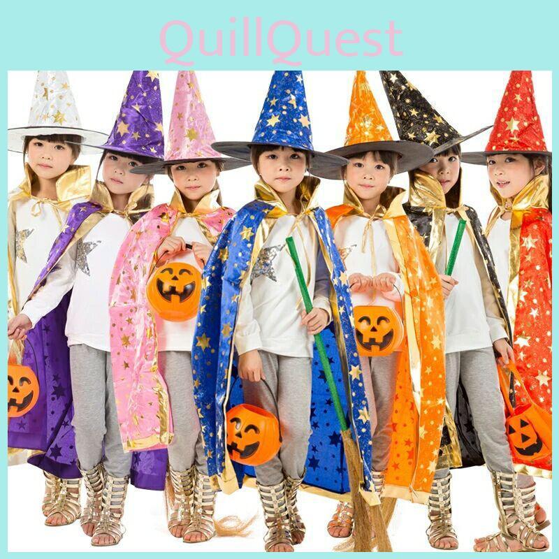 Hooded Princess Children Cloak Witch Robe Cape Floorlength Halloween Costume