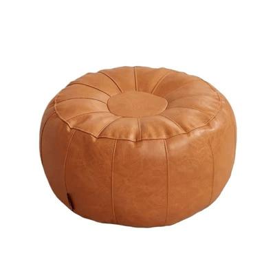 Fashion PU Leather Storage Leg Bench Round Non-Slip Storage Pouf Large Capacity Nordic Ottoman Seat Living Room