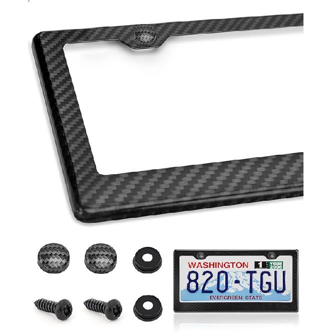 Black Matte License Plate Frames 2 Pack, Stainless Steel License Plate Cover, License Plate Holder With 4 Holes, Universal Tag Frames With Screws For углеродного волокна черного