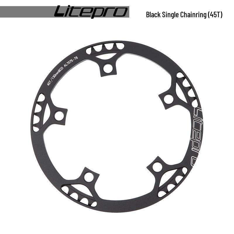 Litepro Folding Bike Crankset with Round Chainrings: 45T, 47T, 53T, 56T, 58T - Square Hole Design