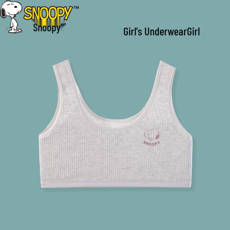 Snoopy Girls Cotton Camisole and Bandeau Set - Anti-Nipple, Ideal for Puberty and Primary School Students L for 60-90 lbs